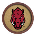 Arkansas Razorbacks Tusk - Faux Barrel Framed Cork Board - Color Logo | The Fan-Brand | NCARKR-632-02A