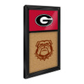 Georgia Bulldogs Cork Note Board 2 - Black Frame / Red