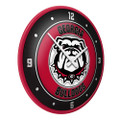 Georgia Bulldogs Uga - Modern Disc Wall Clock - Red Frame