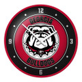 Georgia Bulldogs Uga - Modern Disc Wall Clock - Red Frame | The Fan-Brand | NCGEOR-510-02B