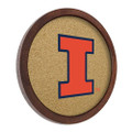 Illinois Fighting Illini Faux Barrel Framed Cork Board - Color Logo