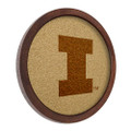 Illinois Fighting Illini Faux Barrel Framed Cork Board - Monochrome Logo