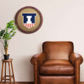 Illinois Fighting Illini Shield - Faux Barrel Framed Cork Board - Color Logo