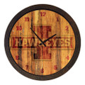 Iowa Hawkeyes Block I - Faux Barrel Top Wall Clock | The Fan-Brand | NCIOWA-560-03