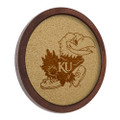 Kansas Jayhawks Faux Barrel Framed Cork Board - Monochrome Logo