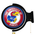 Kansas Jayhawks Original Round Rotating Lighted Wall Sign | The Fan-Brand | NCKANS-115-01