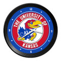 Kansas Jayhawks Ribbed Frame Wall Clock | The Fan-Brand | NCKANS-530-01