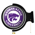 Kansas State Wildcats Original Round Rotating Lighted Wall Sign - Silver-Trimmed | The Fan-Brand | NCKNST-115-01B