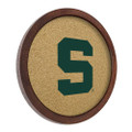 Michigan State Spartans Block S - Faux Barrel Framed Cork Board - Color Logo