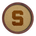 Michigan State Spartans Block S - Faux Barrel Framed Cork Board - Monochrome Logo | The Fan-Brand | NCMIST-632-01B