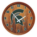 Michigan State Spartans Faux Barrel Top Wall Clock | The Fan-Brand | NCMIST-560-01
