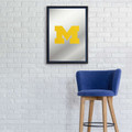 Michigan Wolverines Block M - Framed Mirrored Wall Sign - Blue Edge