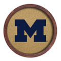 Michigan Wolverines Faux Barrel Framed Cork Board - Color Logo | The Fan-Brand | NCMICH-632-01A