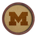 Michigan Wolverines Faux Barrel Framed Cork Board - Monochrome Logo | The Fan-Brand | NCMICH-632-01B