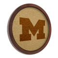 Michigan Wolverines Faux Barrel Framed Cork Board - Monochrome Logo