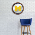 Michigan Wolverines Faux Barrel Top Mirrored Wall Sign - Blue Edge