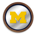 Michigan Wolverines Faux Barrel Top Mirrored Wall Sign - Blue Edge | The Fan-Brand | NCMICH-245-02A
