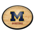 Michigan Wolverines Hardwood - Oval Slimline Lighted Wall Sign | The Fan-Brand | NCMICH-140-12