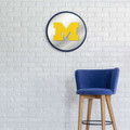 Michigan Wolverines Modern Disc Mirrored Wall Sign - Blue Frame