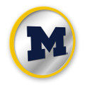 MIchigan Wolverines Modern Disc Mirrored Wall Sign - Maize Frame