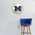 MIchigan Wolverines Modern Disc Mirrored Wall Sign - Maize Frame