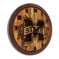 Mississippi State Bulldogs Branded Faux Barrel Top Wall Clock