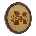 Mississippi State Bulldogs Faux Barrel Framed Cork Board - Monochrome Logo