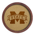 Mississippi State Bulldogs Faux Barrel Framed Cork Board - Monochrome Logo | The Fan-Brand | NCMSST-632-01B