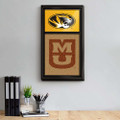 Missouri Tigers Dual Logo - Cork Note Board - Black Frame / Gold