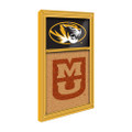 Missouri Tigers Dual Logo - Cork Note Board - Gold Frame / Black