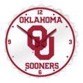 Oklahoma Sooners  Bottle Cap Wall Clock - White | The Fan-Brand | NCOKLA-540-01A