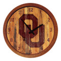 Oklahoma Sooners Branded Faux Barrel Top Wall Clock | The Fan-Brand | NCOKLA-560-02