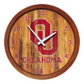 Oklahoma Sooners Weathered Faux Barrel Top Wall Clock | The Fan-Brand | NCOKLA-560-03
