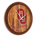 Oklahoma Sooners Weathered Faux Barrel Top Wall Clock