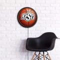 Oklahoma State Cowboys Basketball - Round Slimline Lighted Wall Sign