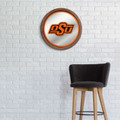Oklahoma State Cowboys Faux Barrel Top Mirrored Wall Sign - Orange Edge