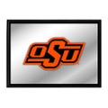 Oklahoma State Cowboys Framed Mirrored Wall Sign - Black Edge | The Fan-Brand | NCOKST-265-01B