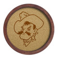 Oklahoma State Cowboys Mascot - Faux Barrel Framed Cork Board - Monochrome Logo | The Fan-Brand | NCOKST-632-02B