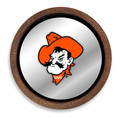 Oklahoma State Cowboys Mascot - Faux Barrel Top Mirrored Wall Sign - Black Edge | The Fan-Brand | NCOKST-245-02A