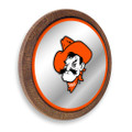 Oklahoma State Cowboys Mascot - Faux Barrel Top Mirrored Wall Sign - Orange Edge