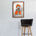 Oklahoma State Cowboys Mascot - Framed Mirrored Wall Sign - Orange Edge