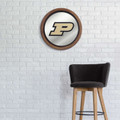 Purdue Boilermakers Faux Barrel Top Mirrored Wall Sign - Black Edge