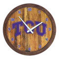 TCU Horned Frogs Faux Barrel Top Wall Clock | The Fan-Brand | NCTCUH-560-01