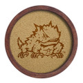 TCU Horned Frogs Mascot - Faux Barrel Framed Cork Board - Monochrome Logo | The Fan-Brand | NCTCUH-632-02B