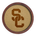 USC Trojans Faux Barrel Framed Cork Board - Monochrome Logo | The Fan-Brand | NCUSCT-632-01B