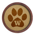 Washington Huskies Paw - Faux Barrel Framed Cork Board - Monochrome Logo | The Fan-Brand | NCWASH-632-02B