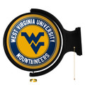 West Virginia Mountaineers Original Round Rotating Lighted Wall Sign - Gold | The Fan-Brand | NCWVIR-115-01A