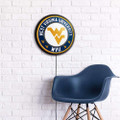 West Virginia Mountaineers Round Slimline Lighted Wall Sign - White