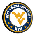West Virginia Mountaineers Round Slimline Lighted Wall Sign - White | The Fan-Brand | NCWVIR-130-01B