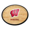 Wisconsin Badgers Hardwood - Oval Slimline Lighted Wall Sign | The Fan-Brand | NCWISB-140-12